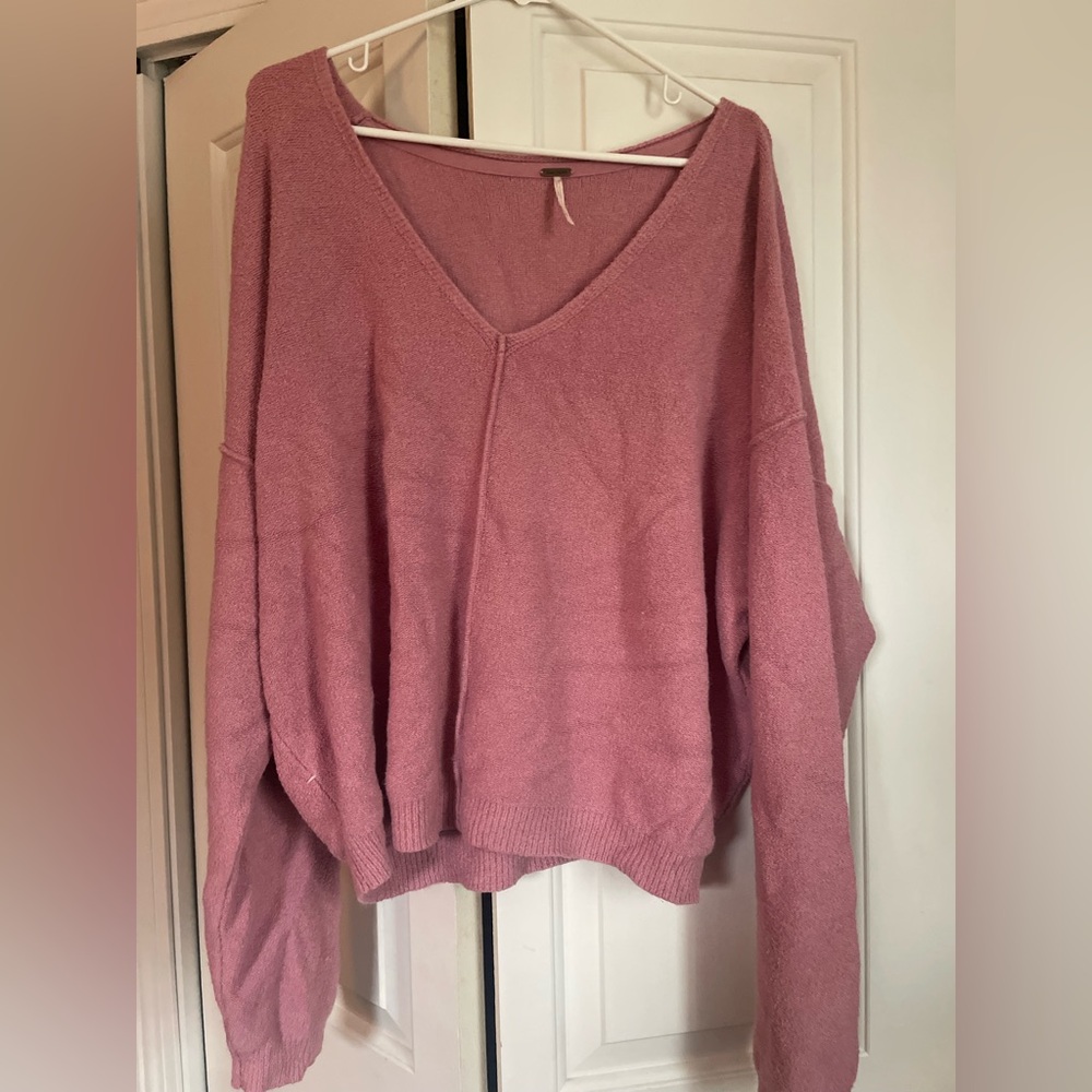 Free People Dusty Rose V-Neck Sweater